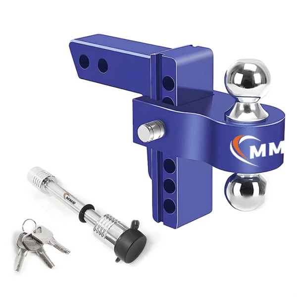 Professional GTW 125,000 LBS Adjustable Tow Hitch Balls Receiver 6 Inch Drop Rise Blue Aluminum Trailer Hitch