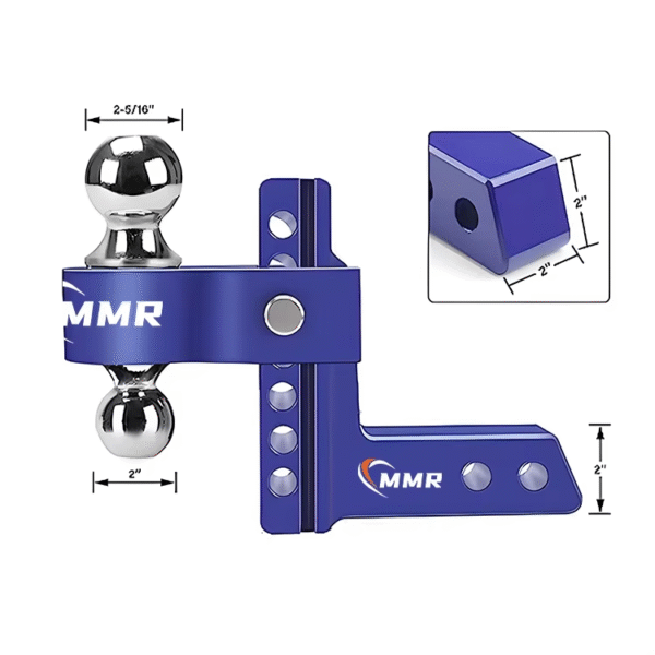 Professional GTW 125,000 LBS Adjustable Tow Hitch Balls Receiver 6 Inch Drop Rise Blue Aluminum Trailer Hitch