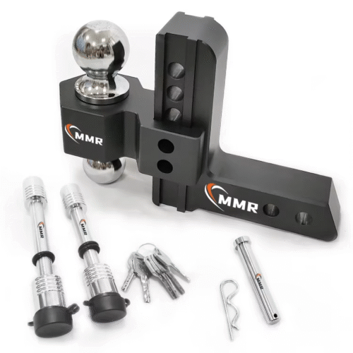 1 High Standard Tow Hitch Balls 6 Inch Drop Hitch Black Aluminum Trailer Hitch Receiver With 2 and 2-5/16 Inch Steel Tow Balls