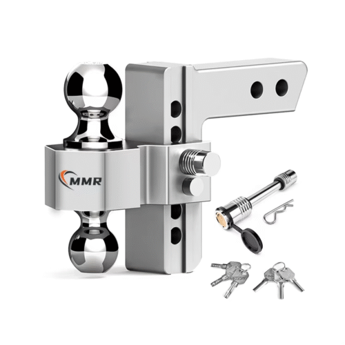 1 Adjustable 6 Inch Drop Hitch Fits 2-Inch Receiver 2" & 2-5/16" Chrome Plated Steel Ball Mount & Anti-Theft Locking Hitch Pins