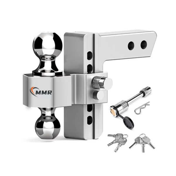 1 Adjustable 6 Inch Drop Hitch Fits 2-Inch Receiver 2" & 2-5/16" Chrome Plated Steel Ball Mount & Anti-Theft Locking Hitch Pins