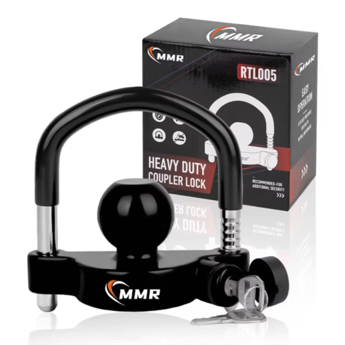 Black Adjustable Security Hitch Coupler Ball Locks 1-7/8 Inch 2 Inch 2-5/16 Inch Coupler Locks with Weatherproof Cover and Cap