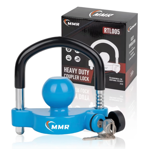 1 Universal 1-7/8 Inch 2 Inch 2-5/16 Inch Couplers Hitch Coupler Locks Blue Trailer Ball Lock with Weatherproof Cover and Cap