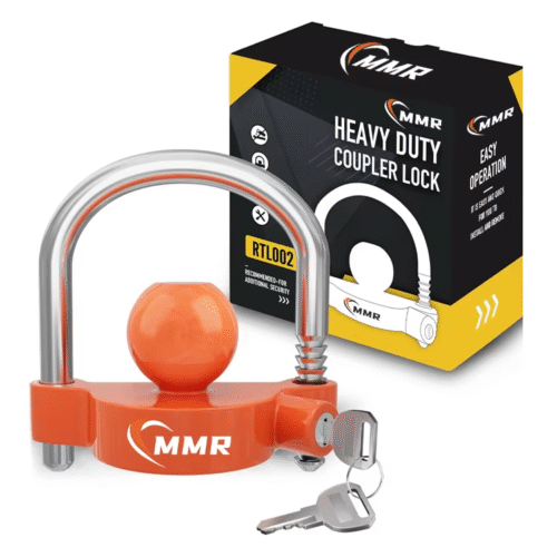 1 Universal Orange Coupler Lock Heavy-Duty Steel Ball Hitch Trailer Locks Fits 1-7/8 Inch 2 Inch 2-5/16 Inch Couplers