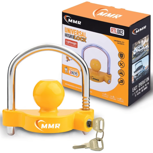 1 Yellow Adjustable Security Trailer Locks Ball Hitch Heavy-Duty Steel Trailer Hitch Lock Fits 1-7/8 Inch 2 Inch 2-5/16 Inch