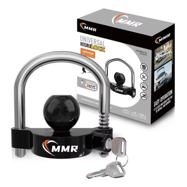 1 Heavy-Duty Steel Ball Hitch Lock 1-7/8 Inch 2 Inch 2-5/16 Inch Black Universal Adjustable Security Coupler Lock Trailer Locks