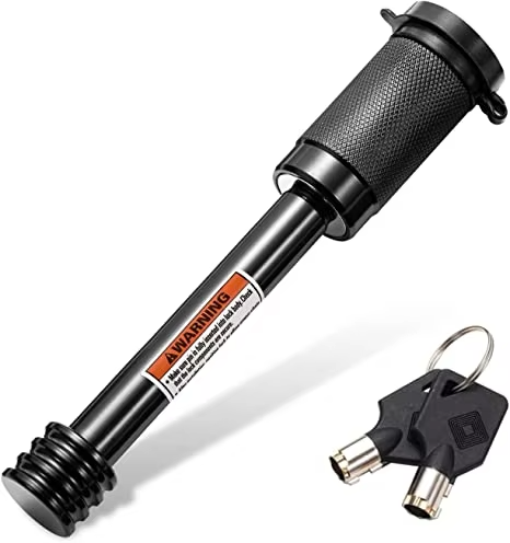 1 Metal Black Trailer Receiver Hitch Lock With 5/8 Inch Pin Long Hitch Pin O-ring for Truck RV