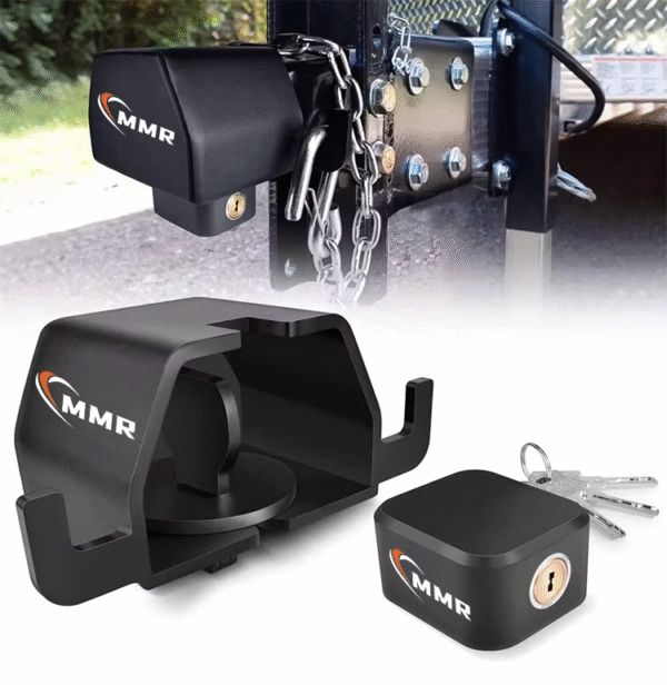 1 LUNSHUO Anti Theft Heavy-Duty Steel Trailer Hitch Locks Fits 2 5/16-Inch Couplers With 1 Set of 3 Unique Designed Keys(Black)