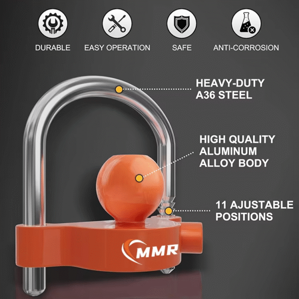 2 Universal Orange Coupler Lock Heavy-Duty Steel Ball Hitch Trailer Locks Fits 1-7/8 Inch 2 Inch 2-5/16 Inch Couplers