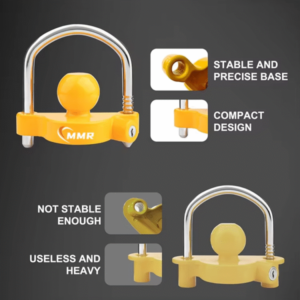 2 Yellow Adjustable Security Trailer Locks Ball Hitch Heavy-Duty Steel Trailer Hitch Lock Fits 1-7/8 Inch 2 Inch 2-5/16 Inch