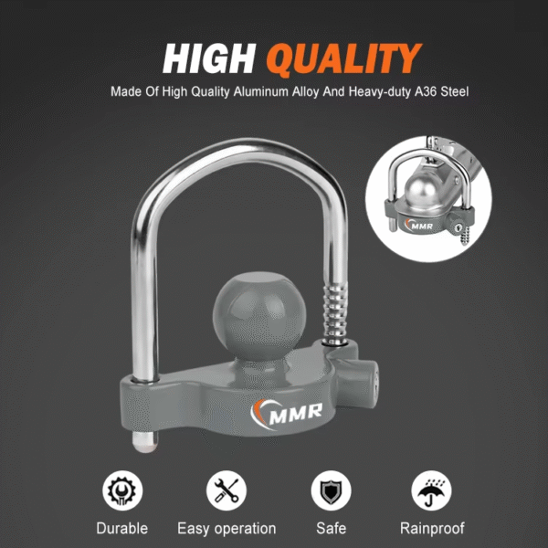 Adjustable Security Heavy-Duty Steel Trailer Hitch Lock Ball Hitch Trailer Hitch Lock Fits 1-7/8 Inch 2 Inch 2-5/16 Inch Coupler