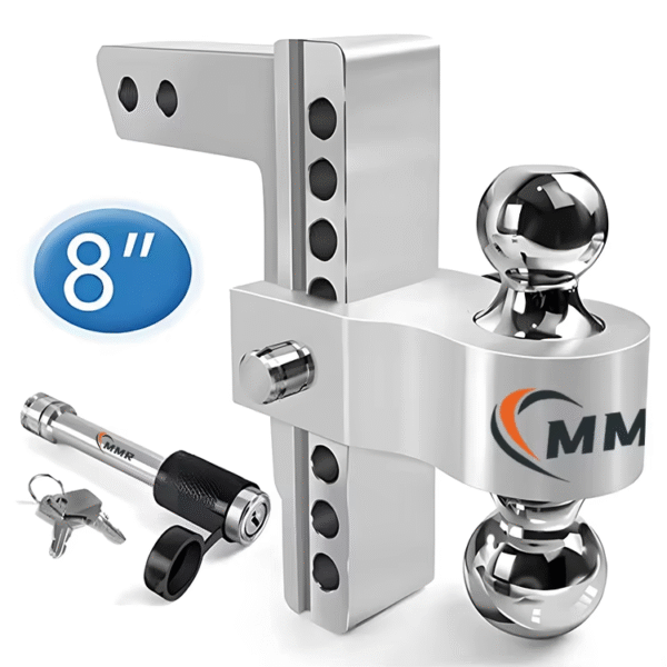 Factory Supply Double Anti-theft Pins Locks Silver Aluminum Trailer Hitch 8 Drop/rise Tow Hitch Ball Fits 2- Inch Receivers