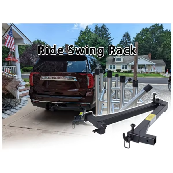 LUNSHUO Ride Swing Rack, With 90-Degree Swing Away Arm, 320 Lbs Heavy Weight Capacity Fits 2-inch Hitch Receiver