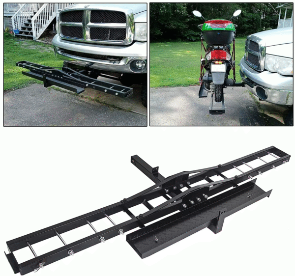 2 Anti-tilt Locking Device 500LBS Steel Motorcycle Scooter Carrier Hauler Hitch Mount Rack