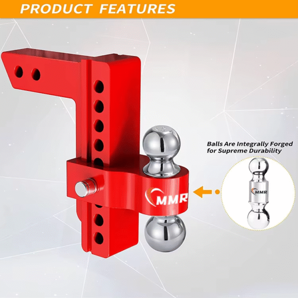 Heavy Duty Truck 12500 LBS Trailer 8-Inch Aluminum Drop Hitch Tow Adjustable Trailer Hitch Ball Mount Fits 2.5" Receiver