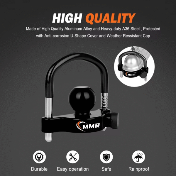 3 Black Adjustable Security Hitch Coupler Ball Locks 1-7/8 Inch 2 Inch 2-5/16 Inch Coupler Locks with Weatherproof Cover and Cap