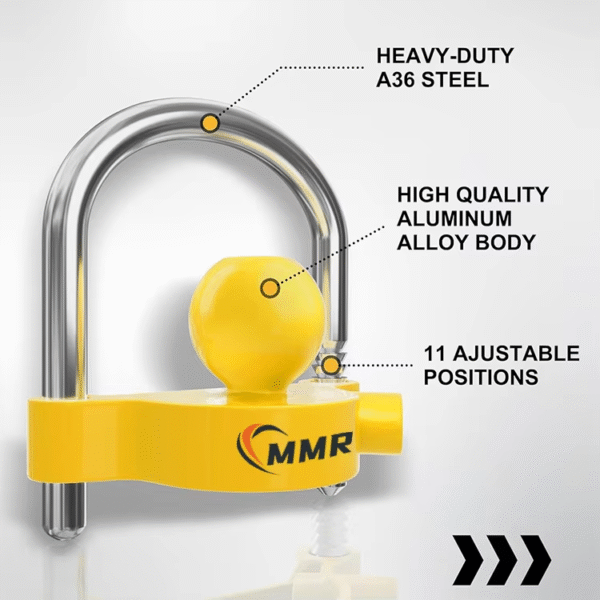 3 Universal Coupler Trailer Locks Bright Yellow Light Weight Ball Trailer Hitch Lock Fits 1-7/8 Inch 2 Inch 2-5/16 Inch Couplers