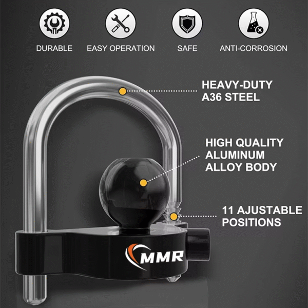 3 Heavy-Duty Steel Ball Hitch Lock 1-7/8 Inch 2 Inch 2-5/16 Inch Black Universal Adjustable Security Coupler Lock Trailer Locks