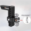 Aluminum Adjustable 8" Drop/Rise 12,500 LBS GTW Tow Hitch for Heavy Duty Truck With Double Steel Locks
