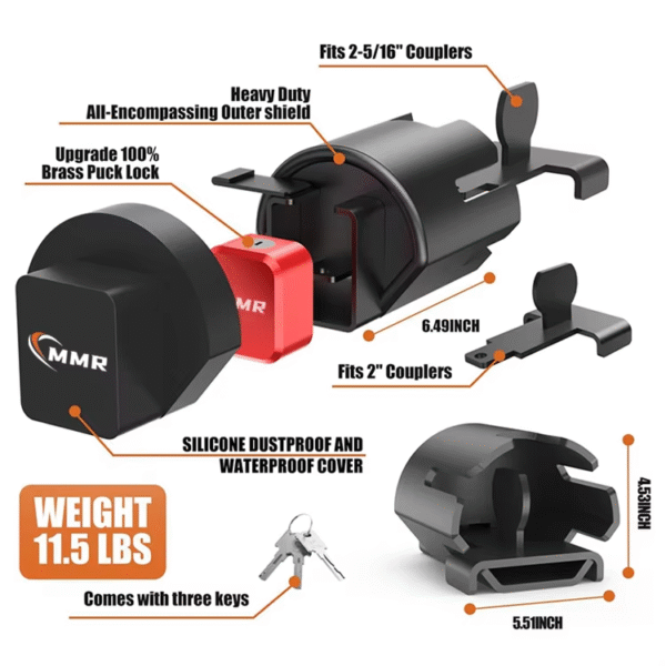 3 Heavy Duty Anti-Theft Trailer Hitch Locks Red Trailer Lock Fits 2" and 2-5/16" Couplers for RV Trailer Boat