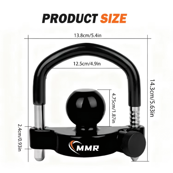 4 Black Adjustable Security Hitch Coupler Ball Locks 1-7/8 Inch 2 Inch 2-5/16 Inch Coupler Locks with Weatherproof Cover and Cap