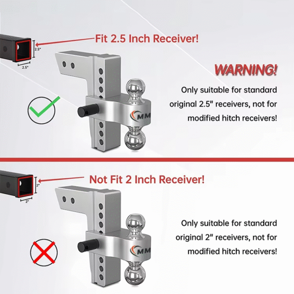 Factory Supply Double Anti-theft Pins Locks Silver Aluminum Trailer Hitch 8 Drop/rise Tow Hitch Ball Fits 2- Inch Receivers