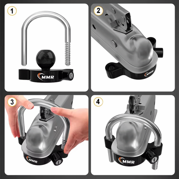 6 Heavy-Duty Steel Ball Hitch Lock 1-7/8 Inch 2 Inch 2-5/16 Inch Black Universal Adjustable Security Coupler Lock Trailer Locks