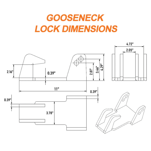 6 Heavy-Duty Steel Trailer Lock Fits 2-5/16" Gooseneck Hitch Lock for Livestock Haulers and RVs All TL-50 Gooseneck Trailers Lock