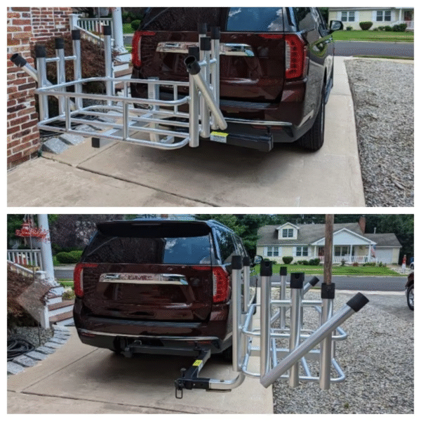 LUNSHUO Ride Swing Rack, With 90-Degree Swing Away Arm, 320 Lbs Heavy Weight Capacity Fits 2-inch Hitch Receiver